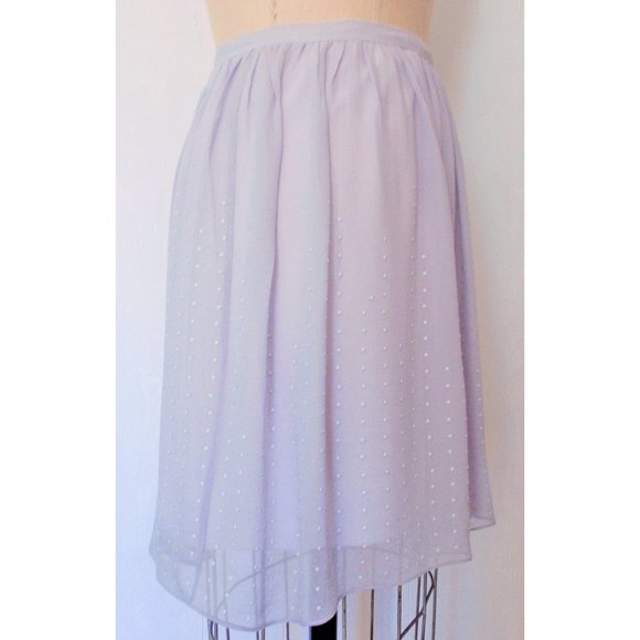 CLUB MONACO LAVENDER PURPLE SILK CHIFFON ENAMEL DOTS COQUETTE MINI SKIRT 10 NWT - Picture 2 of 6
